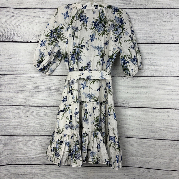 Veronica Beard Dewey Floral Cotton Gauze Dress v-Neck Belted tiered Mini Size 8 - Picture 3 of 8